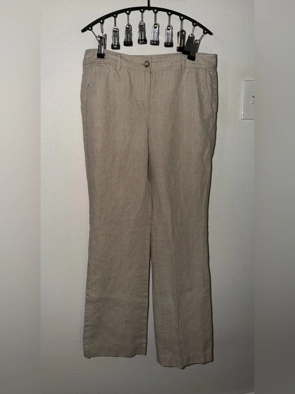 Michael Kors Taupe Boot-Cut Linen-Blend Pants